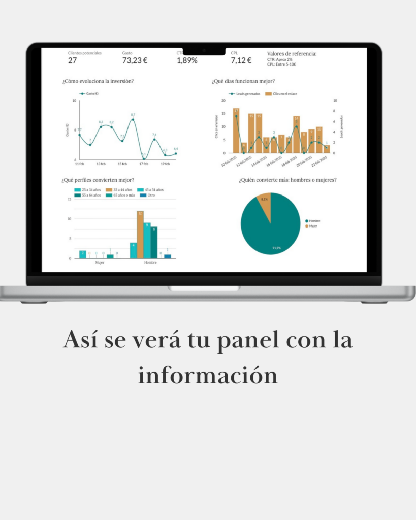 Vista previa del panel de cliente de Caretta con datos de campañas